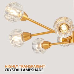 Modern Golden Nine-Light Crystal Living Chandelier