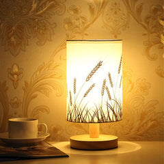 Linen LED Warm White Wooden Table Lamp