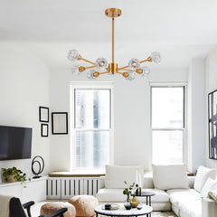 Modern Golden Nine-Light Crystal Living Chandelier