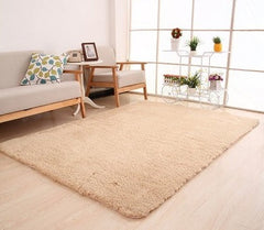 Fluffy Soft White Plush Living Room Rug