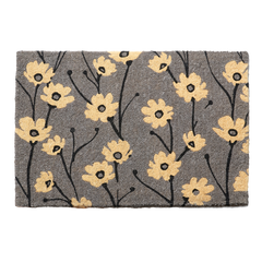 Wild Flowers Gray Coir Outdoor Doormat