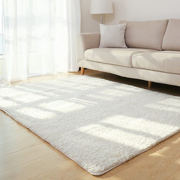 Fluffy Soft White Plush Living Room Rug