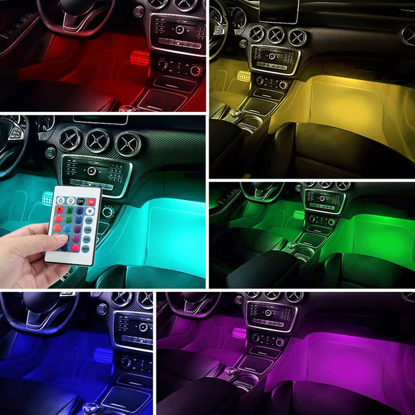 4-Piece RGB LED Car Interior Strip Lights