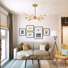 Modern Golden Nine-Light Crystal Living Chandelier