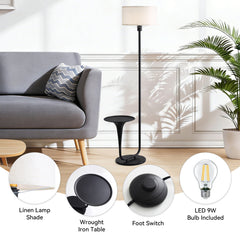 Dimmable Vintage Floor Lamp With Side Table