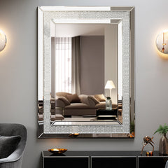 Large Silver Rectangular Clear HD Wall Mirror