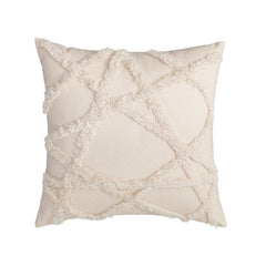 Beige White Tassel Boho Macrame Pillow Cover
