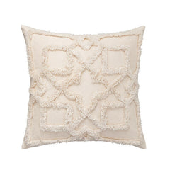 Beige White Tassel Boho Macrame Pillow Cover
