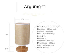 Linen LED Warm White Wooden Table Lamp