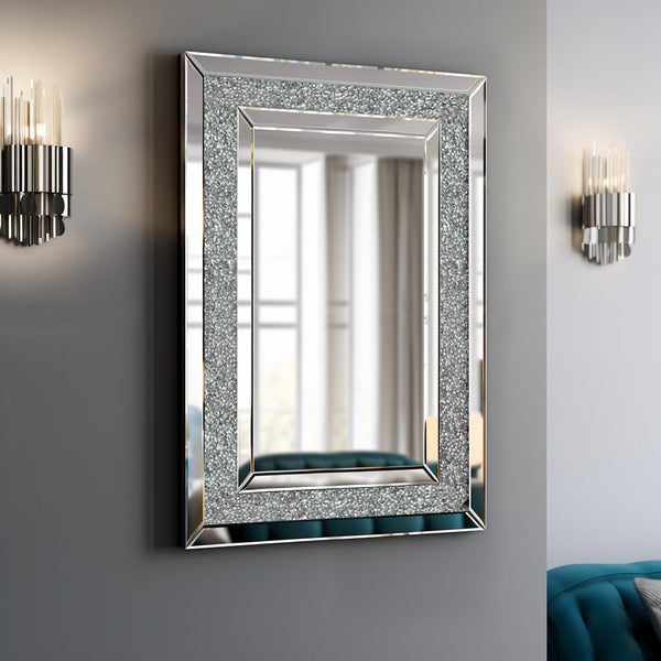Large Silver Rectangular Clear HD Wall Mirror