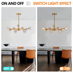 Modern Golden Nine-Light Crystal Living Chandelier