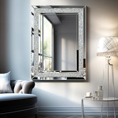 Large Silver Rectangular Clear HD Wall Mirror