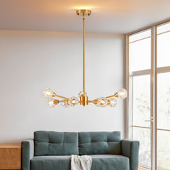 Modern Golden Nine-Light Crystal Living Chandelier