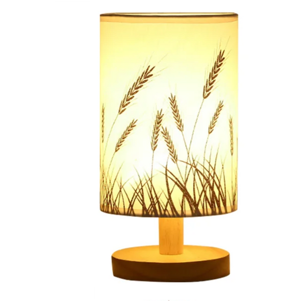 Linen LED Warm White Wooden Table Lamp