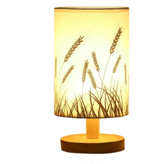 Linen LED Warm White Wooden Table Lamp