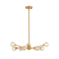 Modern Golden Nine-Light Crystal Living Chandelier