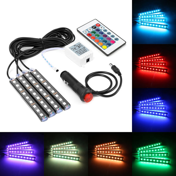 4-Piece RGB LED Car Interior Strip Lights