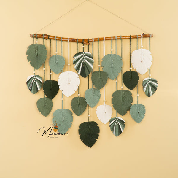 Elodie Monstera Mixed Macrame Leaf Wall Hanging