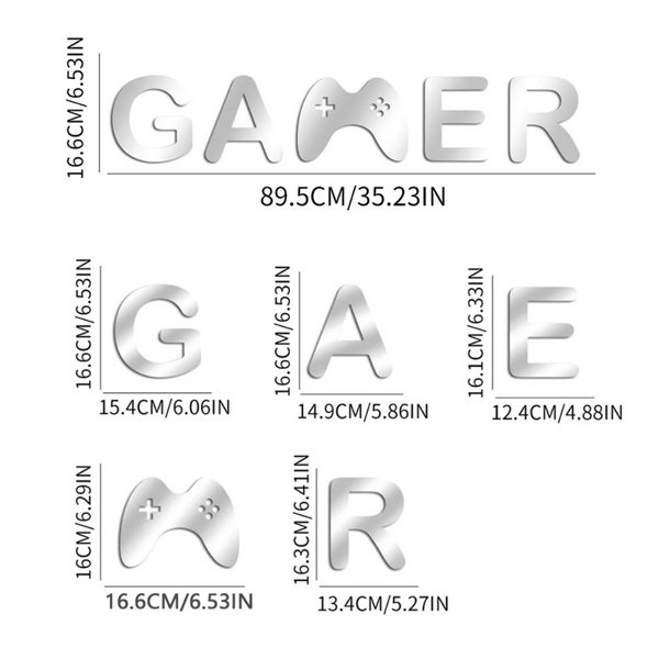 Acrylic Mirror Gamer Wall Decal Decor
