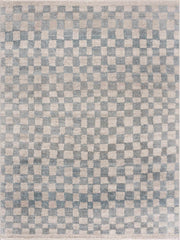 Benjy Cream Light Blue Checkered Area Rug
