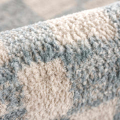 Benjy Cream Light Blue Checkered Area Rug