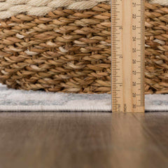 Benjy Cream Light Blue Checkered Area Rug