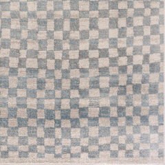 Benjy Cream Light Blue Checkered Area Rug