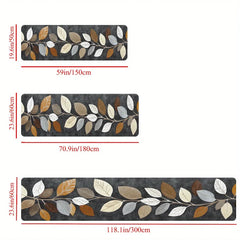 Gradient Grey Leaf Pattern Runner