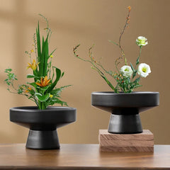 Retro Black Ceramic Vase Plant Pot