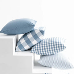 Light Blue Plaid Baby Pillow Cover