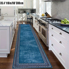Blue Boho Long Runner Living Room Rug