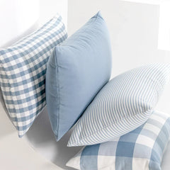 Light Blue Plaid Baby Pillow Cover