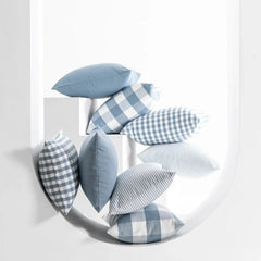 Light Blue Plaid Baby Pillow Cover