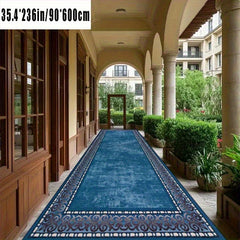 Blue Boho Long Runner Living Room Rug