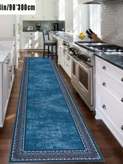 Blue Boho Long Runner Living Room Rug