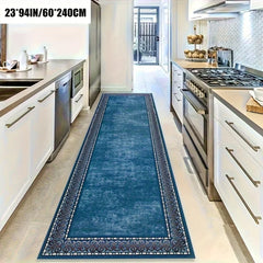 Blue Boho Long Runner Living Room Rug
