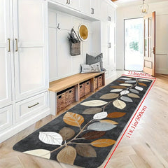 Gradient Grey Leaf Pattern Runner