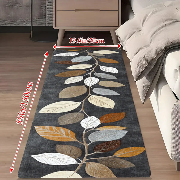 Gradient Grey Leaf Pattern Runner