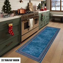 Blue Boho Long Runner Living Room Rug
