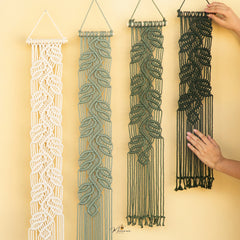 Vela Blue Green Vertical Macrame Wall Hanging