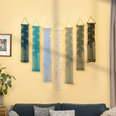 Vela Blue Green Vertical Macrame Wall Hanging