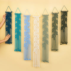 Vela Blue Green Vertical Macrame Wall Hanging
