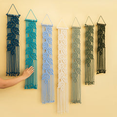 Vela Blue Green Vertical Macrame Wall Hanging