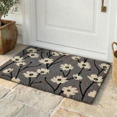 Wild Flowers Gray Coir Outdoor Doormat