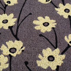 Wild Flowers Gray Coir Outdoor Doormat