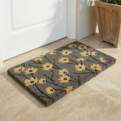 Wild Flowers Gray Coir Outdoor Doormat