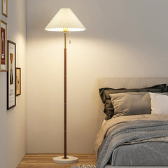 Retro Wood Grain Pleated Floor Lamp