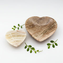 Banded Onyx Calcite Heart Jewelry Dish
