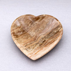 Banded Onyx Calcite Heart Jewelry Dish