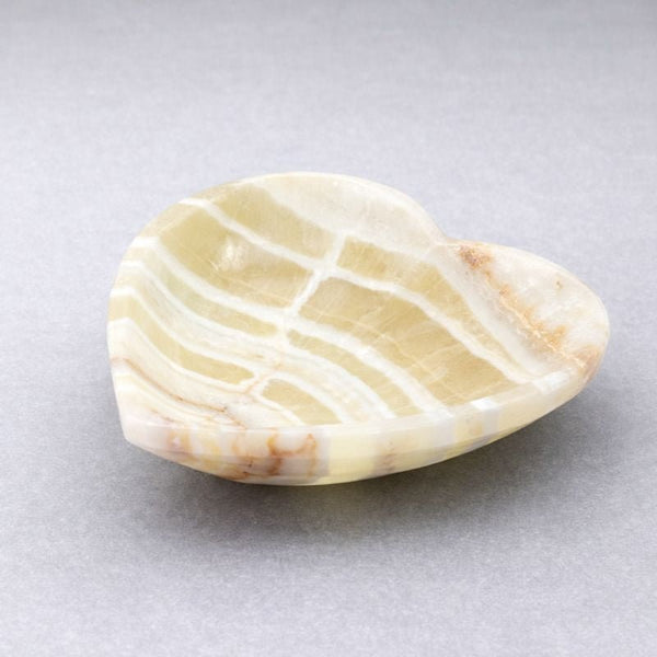 Banded Onyx Calcite Heart Jewelry Dish